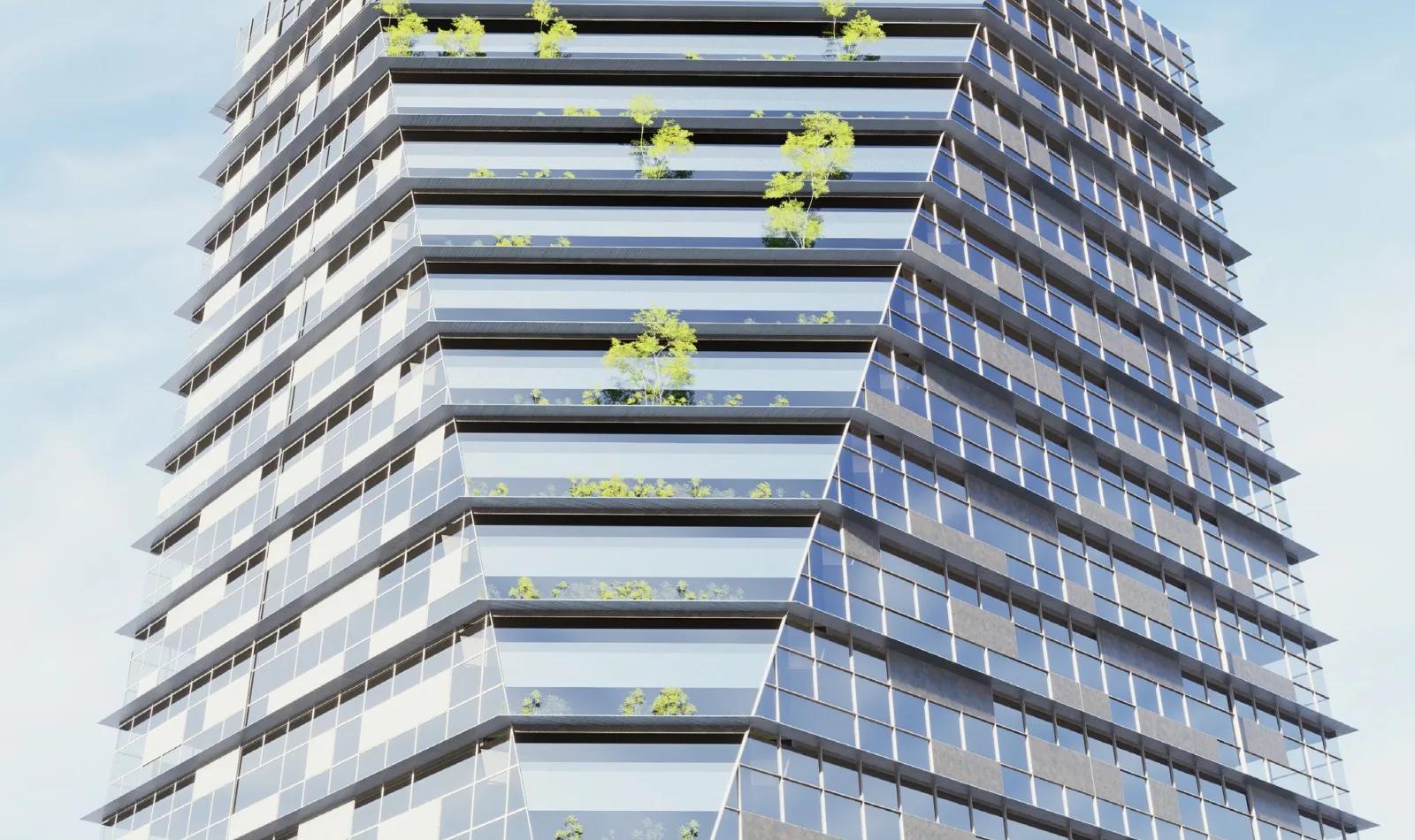 Terraced apartments with planted balconies