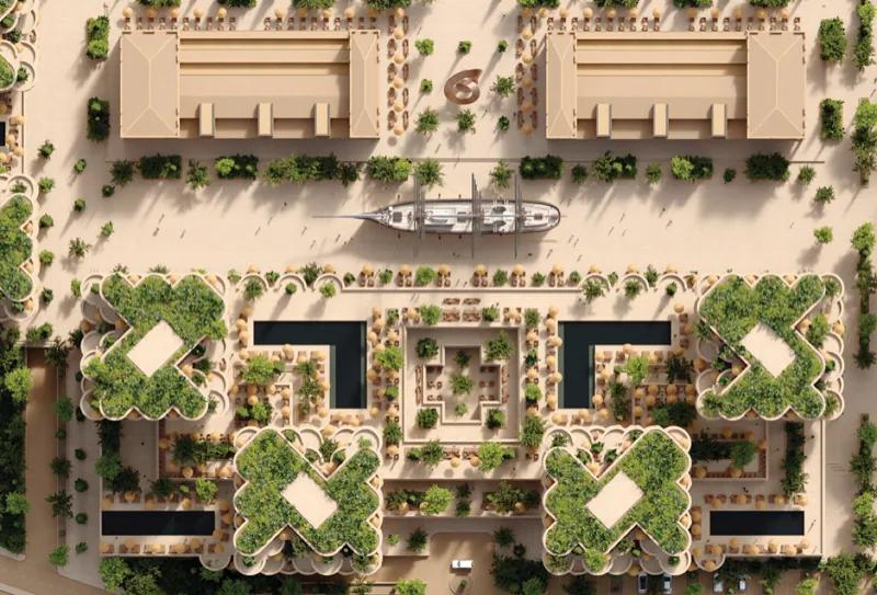 Waterfront terraces overlooking the moorings