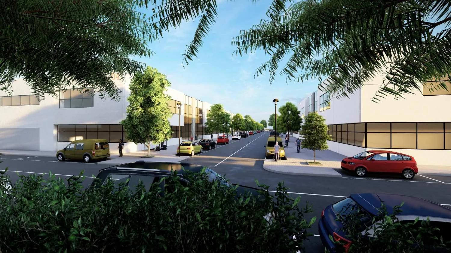 The showroom units along the internal access street