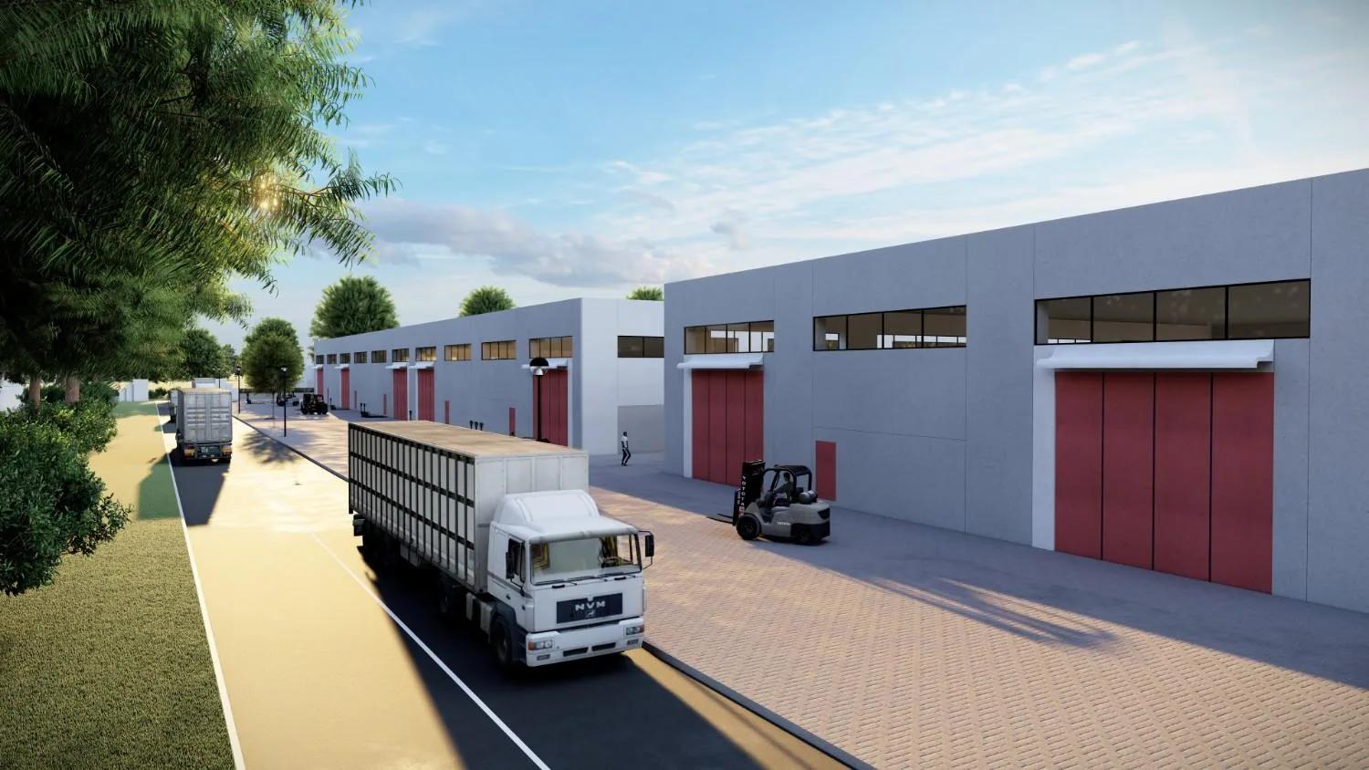 A lorry at one of the loading bays